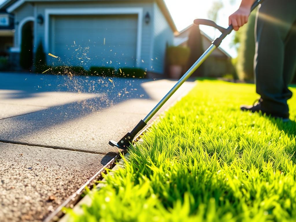 Crisp edging along a driveway